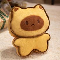 Kawaii Cartoon Lifelike Butter Biscuit Cat Capybara Plush Toy Stuffed Food Snack Cake Plushie Cookie Cat Doll Toys for Kids about 15cm