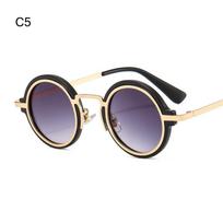 Retro Round Frame Punk Style Sunglasses Hip-Hop UV Protection Metal Frame Shades Street Shooting Eyewear for Women & Men