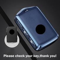 Ultra Light Aluminium Leather Key Case Cover Holder Shell for Volvo S60 S90 XC60 V90 Protecting Keys from Damage and Scratches mėlyna