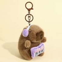 Kawaii Plush Capybara Keychain Pendant Music Band Cartoon Capybara Plush Toy Capybara Plush Doll for Backpacks Accessory Getaway 11cm