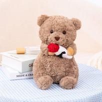 sale Hot New Simulation Valentine's Day Rose Bear Doll Stuffed Plush Toy Cartoon Anime Cute Pillow Gift For Girlfriend Fun 25CM