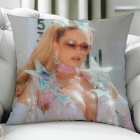 Singer Actor P-Paris Hilton Cushion Cover Birthday Anniversary Gifts Double Sided Printed Zipper Cushion Cover Soft Skin Bedding Peach skin 18*18(CM)-1Pcs