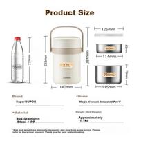 SUPOR Insulated Lunch Box, 304 Stainless Steel Vacuum Insulated Pot, Large Capacity Thermal Food Container, Multi-Layer Meal Box for Office Workers