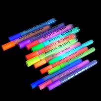 14 vnt. Neono UV Fluorescenciniai Akrilo Dažų Žymekliai, Dvigubas Pakuotė su Abiem Ypač Plonu ir Vidutiniu Antgaliu, Skirta Akmenų Dažymui blue