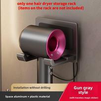 Adhesive Bathroom Hair Dryer Rack With Plastic And Aluminum Material For Modern Bathroom Decor pilka spalva