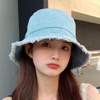 Basin hat cowboy hat children bucket hat sunshade sunscreen hat tide sun hat face cover versatile tide brand M（56-58cm） šviesiai mėlyna spalva