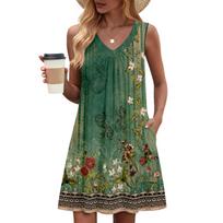 Women's Color Sleeveless Slim Fit Fashionable Long Dress L armijos žalia spalva