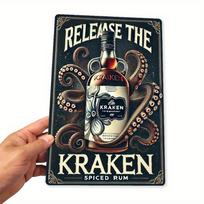 Vintage Kraken Spiced Rum Metal Sign x Inch  Nautical Wall Art with Octopus Design Rustic Iron Tin Plaque for Home Bar Sign 20x30cm（7.8x11.8inch）