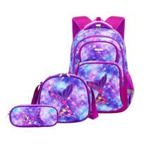 3-Piece Kids Backpack Set for Girls - Includes Backpack, Lunch Bag and Pencil Pouch, Lightweight School Bag with Print, Back to School Supplies Gift One Size