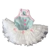 Pet Dress for Small Dogs and Cats - Striped Skirt with Breathable Mesh for Summer Outdoor Wear L raudona