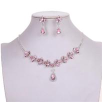 Wedding Party Shining Crystal Jewelry Set Water Drop Exquisite Earrings Luxury Rhinestone Necklace Banquet