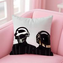 D-Daft Punk Cushion Cover Linen Pillowcase Cover Soft Decor For Sofa Home Room Peach skin 18*18(CM)-1Pcs