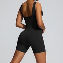 Seamless One-Piece Yoga Suit: Waist-Cinched, Tight-Fit Sports Bodysuit for Women S juoda