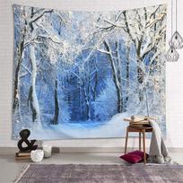 Kalėdinis gobelenas, pakabinamas ant sienos gamtos White Forest sniego siena Didelis gobelenas vakarėliui Svetainės miegamojo bendrabučio namų dekoravimui 95x70cm