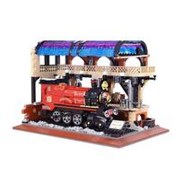 1308PCS Creative Magic geležinkelio stoties statybiniai blokai MOC City Street View Train Mokomieji žaislai Dovanos vaikams Vaikams gray