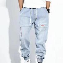 S-5XL Vyriški Džinsai Ilgos Džinsinės Kelnės Elastinės Harem Kelnės Joggers Kelnės Vyriškos pavasario rudens Didelio dydžio Streetwear Hip Hop Kelnės 2XL mėlyna