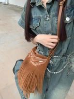 Bohemian Tassel Bag Western Denim Xinjiang Travel Messenger Bag Cool Tassel Bag tamsiai ruda spalva