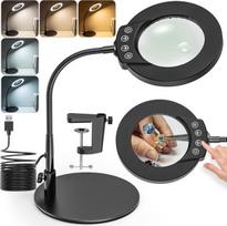 LED didinamasis stiklas - lupa su apšvietimu ir stabiliu pagrindu, 10X didinimas