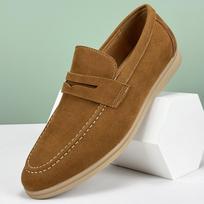 New Classic Suede Leather Men Shoes Slip On Loafers Penny Round Toe Dress Shoes Man Daily Wedding Party Business Shoes for Man 38 ruda