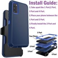 For Samsung Galaxy S20 S20 Plus S20 Ultra S20 FE 5G Shockproof Phone Case Slim Rugged Heavy Duty Protective Cover With Belt Clip For Galaxy S20 mėlyna