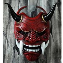Prajna mask demon Japanese ghost warrior blue-faced Shura ninja full-face script kill prop male Halloween costume