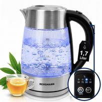 Elektrinis virdulys BERGMANN, stiklinis, 1,7 l, 2200 W, reguliuojamas LED apšvietimas