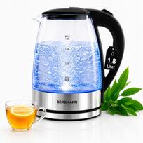 Stiklinis virdulys BERGMANN, 1,8 l, belaidis, 2200 W, su LED apšvietimu