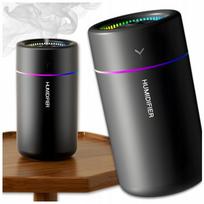 Oro drėkintuvas automobiliui, USB, 300 ml, su LED RGB, juodas, tylus