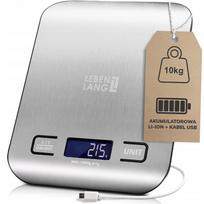 Virtuvinės svarstyklės LEBENLANG, elektroninės, USB, 10 kg, 1 g tikslumas, LCD ekranas, tara