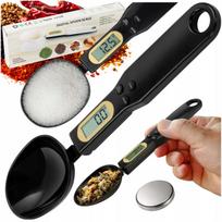 Virtuvinės svarstyklės-šaukštas su matavimo puodeliu, LCD, 500 g, juodos, MONTESSA