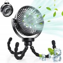 Nešiojamas ventiliatorius su LED, 5200mAh, 360°, biurui, palapinei, vežimėliui