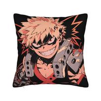 Anime K-Katsuki B-Bakugo Pillow Case  Retro Trendy Pillow Cover Soft Pillowcases For Sofa Bedroom Home Decor 12x12Inch black