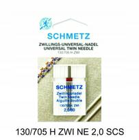 Namų siuvimo mašinų dviguba adata Schmetz 130/705 H ZWI, 2,0 mm, 80