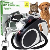 Automatinis pavadėlis šunims ir katėms, 5 m, iki 15 kg, su LED žibintuvėliu