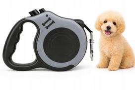 Automatinis flexi pavadėlis šunims ir katėms, ištraukiamas, su užraktu, 5 m, iki 20 kg, pilkas