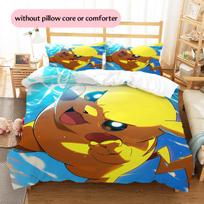 Pikachu Pattern Bedding Home Decoration Birthday Gift (1 * duvet cover + 2 * pillowcase, without core) 135x200cm