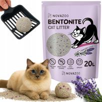 Bentonitinės kraikas katėms, 20 l, su levandų kvapu, be dulkių, gumuluojantis