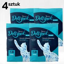 Katėms skirtos silikoninės kraiko granulės „Delfinek“, natūralios ir bedulkės, 4 x 7,6 l
