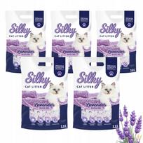 Silikoninis kraikas katėms SILKY, levandų kvapo, 3,8 l, 5 vnt. rinkinys