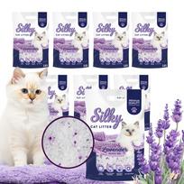 Silikoninis kraikas katėms SILKY, levandų kvapo, 3,8 l, 8 vnt. rinkinys