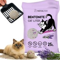 Kačių kraikas BENTONITE, 25 l, su levandų kvapu, susiformuojantis gumulėliais, be dulkių, natūralus