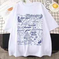 Taylor Swift Midnights Album Tracklist Doodle T-Shirt, Unisex Eras Tour Fan Merch, 100% Cotton Casual Streetwear Top 4XL ruda