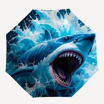 1pc Shark Attack Folding Umbrella, Durable, Suitable for Outdoor Activities or Rain, Suitable for Commuting yy251027102