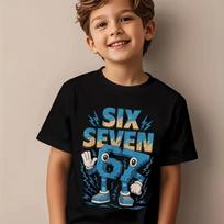 Funny Six Seven Italian Brainrot 67 Number Graphic Print T-Shirt Boy/Girl Summer Short Sleeved Kids Loose Comfortable Tshirt Top 100