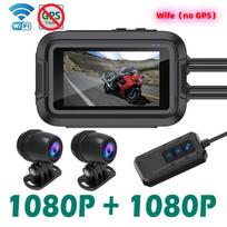 Dual 1080P Motorcycle Dash Cam, Fully Waterproof Motorcycle Camera, Front and Rear Dual-lens Recorder/black Box WIFI None Card