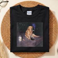 Juokingi auksaspalvio retriverio rūkymo ir alaus gėrimo marškinėliai, Sarcastic Golden Retriever Memų marškinėliai, Juokinga dovana šunų mylėtojui 3XL