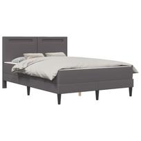 Bed Frame with LED Light Strips Gray 140 x 190 cm Faux Leather