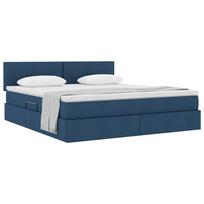 Storage Bed with Mattress Blue 160 x 200 cm Particleboard