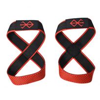 Custom Logo Figure 8 Lifting Straps - Deadlifting & Powerlifting Straps for Cross Training raudona