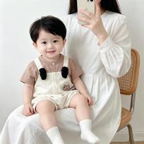 Korean Cartoon Puppy Baby Onesie: 0-12 Months, Thin, Breathable, Cute Two-Piece Design 66 cm chaki